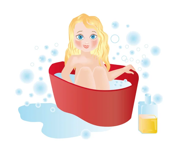 Ett barn badar i badkar — Stockfoto
