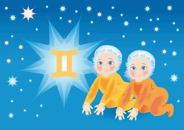Dziecko Miś pod znakiem zodiaku bliźnięta — Zdjęcie stockowe