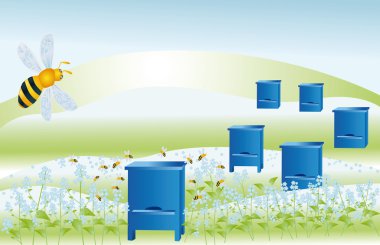 Bees collect honey clipart
