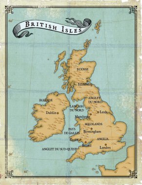 Age-old map British Isles clipart