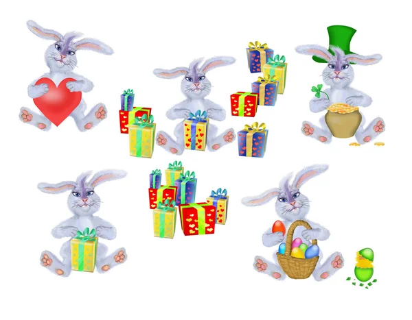 Collectie van jong konijn-Haas — Stockfoto