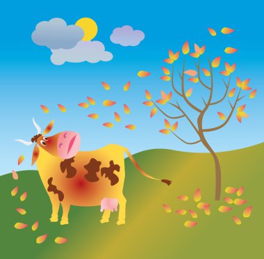 Cow in autumn clipart