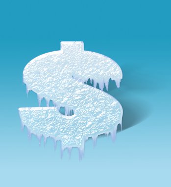 Frozen dollar on blue background clipart