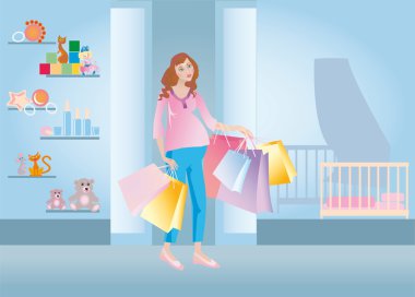 Pregnant shopping clipart