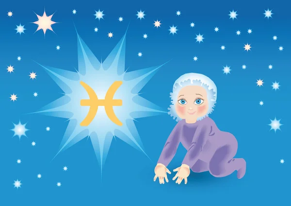 Μωρό φέρει κάτω από ένα σημάδι ένα zodiac Ιχθείς — Φωτογραφία Αρχείου