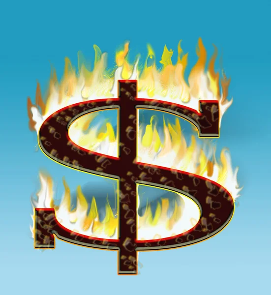 Flammande dollar — Stockfoto