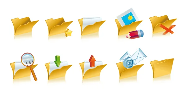 Zestaw ikon folderów — Zdjęcie stockowe
