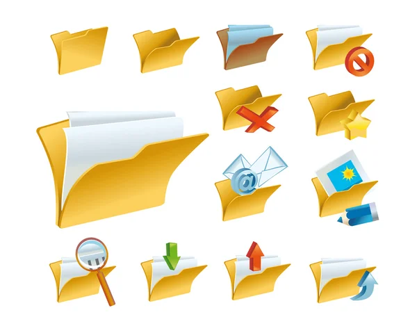 Zestaw ikon folderów — Zdjęcie stockowe