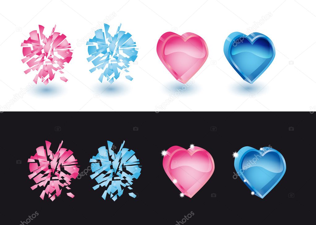 Set of icons in form heart