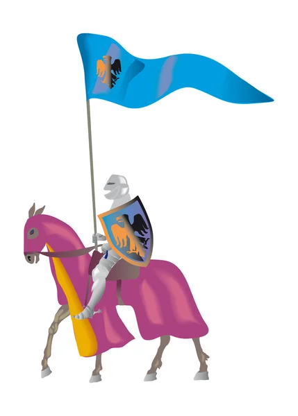 Ilustração com cavaleiro medieval em um desfile de ve — Fotografia de Stock