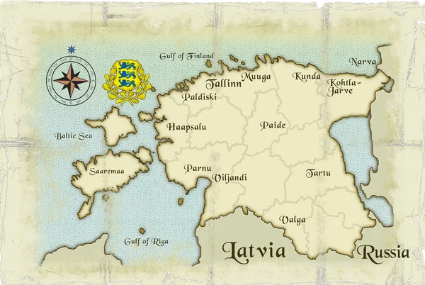 Odwieczne mapa Estonii — Zdjęcie stockowe