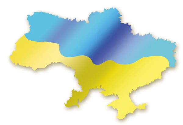 Karte von Ukraine in flatternden Flagge — Stockfoto