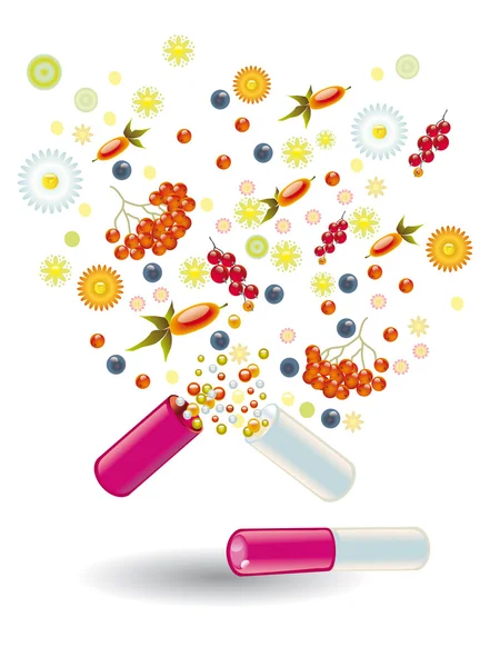 Φυσικές βιταμίνες είναι σε ένα χάπι — Φωτογραφία Αρχείου