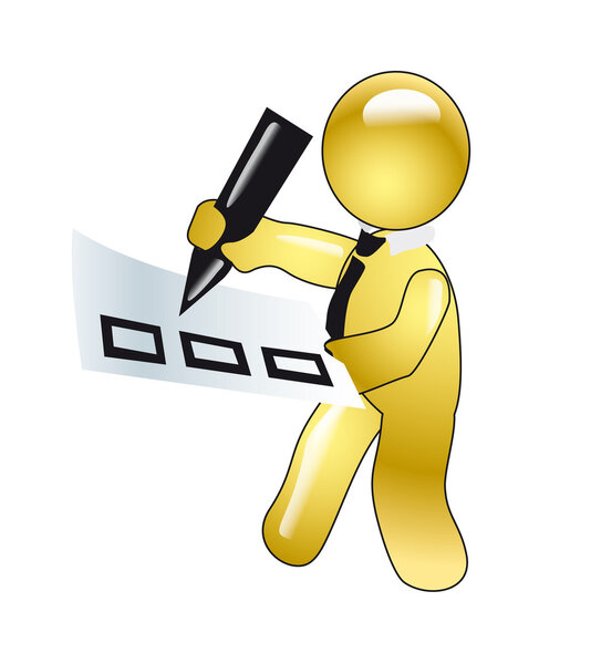 Манекен заполняет анкету