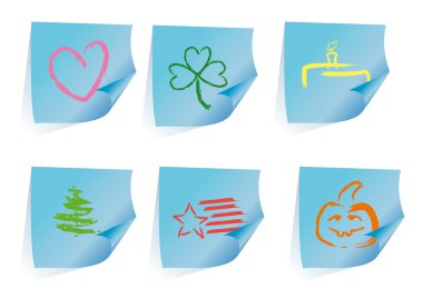 6 stickers-reminders with holidays clipart