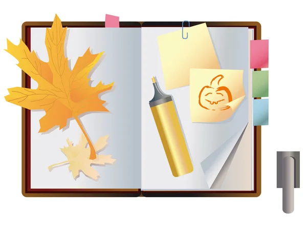 Exposed autumn notebook — Stock Photo, Image