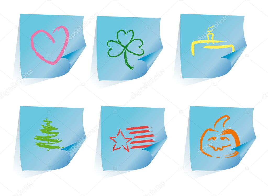 6 stickers-reminders with holidays