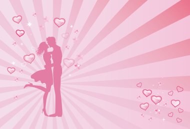 In love pair on a pink background clipart