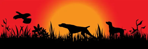 Мисливські собаки ловлять птахів — стоковий вектор