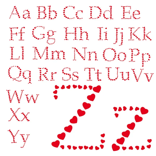 stock vector Alphabet made of hearts