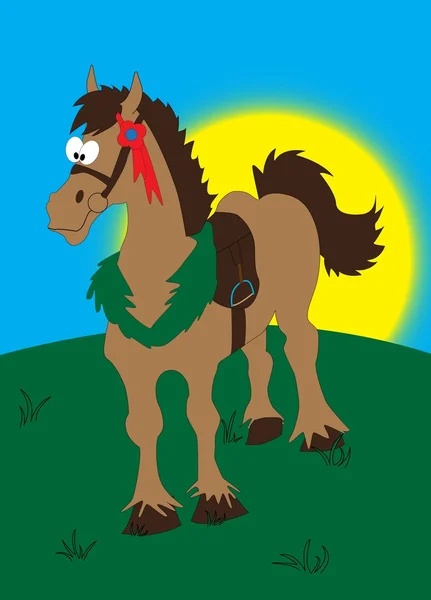 Cavalo de desenho animado marrom — Vetor de Stock