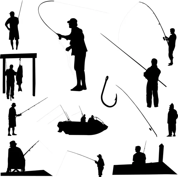 Fishermen and fishing — Stok Vektör