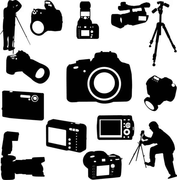 Fotografen en camera 's — Stockvector