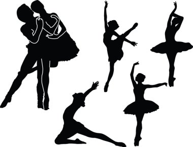 Ballet silhouette collection clipart