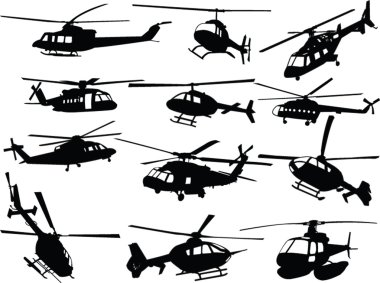 Big collection of helicopters clipart