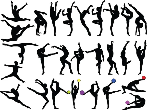 Grande collection de filles de gymnastique — Image vectorielle