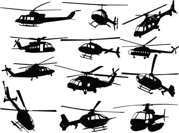 Gran colección de helicópteros — Vector de stock