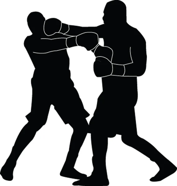 Силуэт боксёрского матча — стоковый вектор