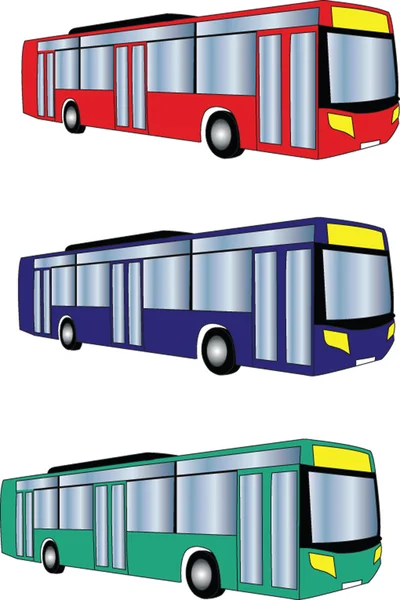 Collezione Bus in diversi colori — Vettoriale Stock