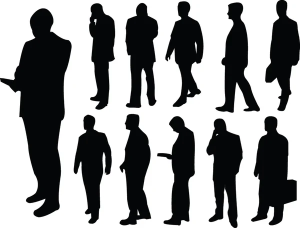 Silhouette collezione uomini d'affari — Vettoriale Stock