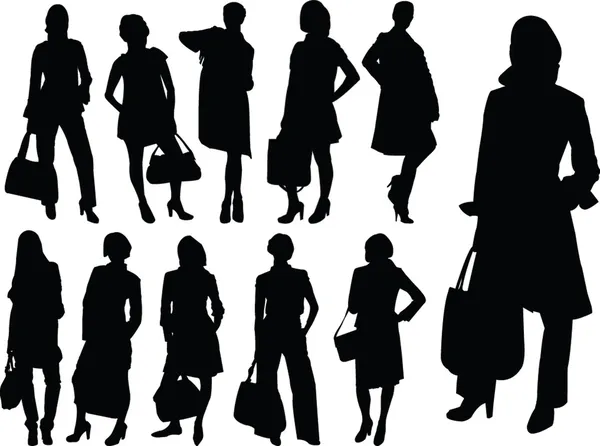 Businessfrauen Kollektion Silhouette — Stockvektor