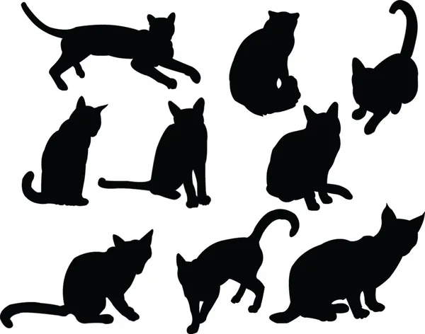 Coleção de silhuetas de gatos — Vetor de Stock