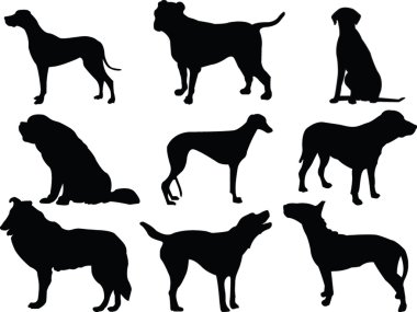 Dogs collection silhouette clipart