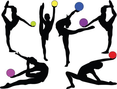 Gymnastic girls with ball clipart