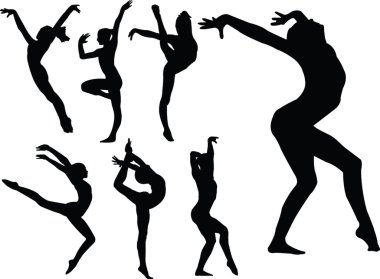 Gymnastics girls silhouette collection clipart