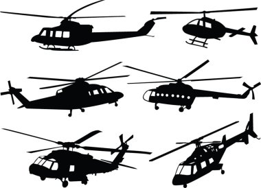 Helikopterler koleksiyonu siluet