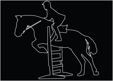 Horse race silhouette with background clipart