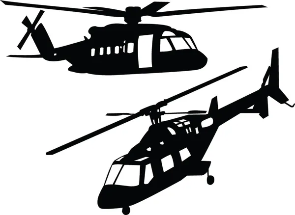 Colección de siluetas de helicóptero — Archivo Imágenes Vectoriales