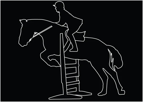 Silhouette de course de chevaux avec fond — Image vectorielle