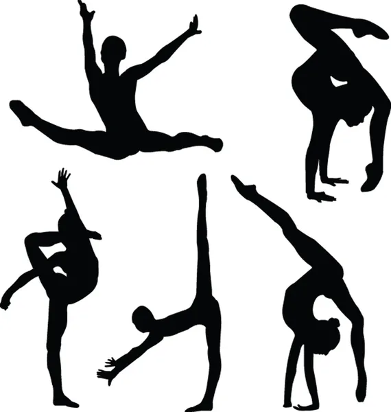 Gymnastik tjej silhouette kollektion Stockvektor