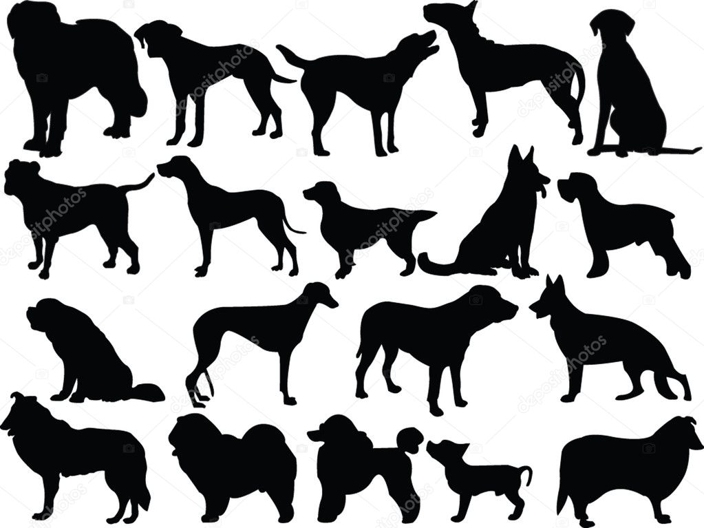 Dogs collection silhouette