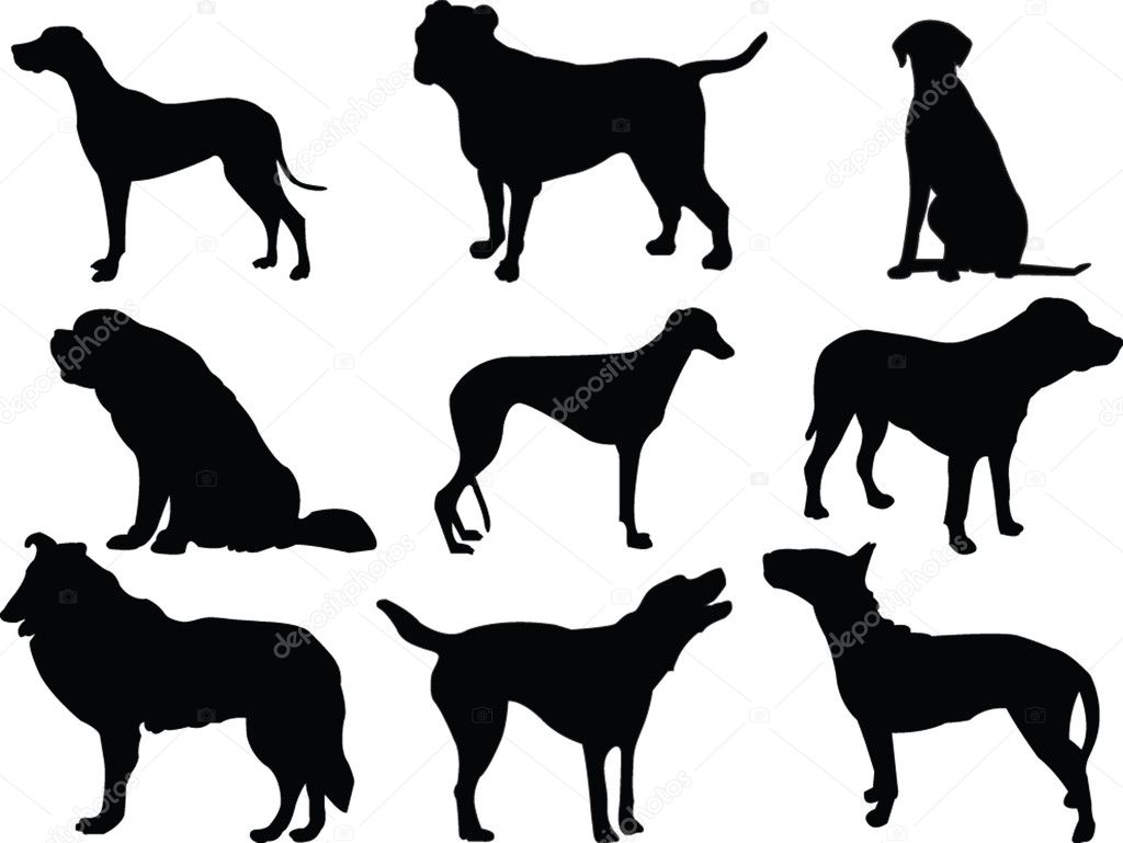 Dogs collection silhouette