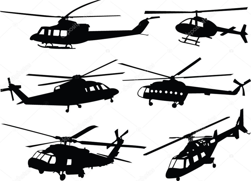 Helicopters silhouette collection