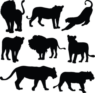 Lions silhouette collection clipart