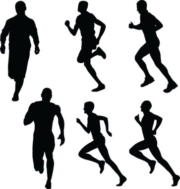 Running silhouette collection clipart