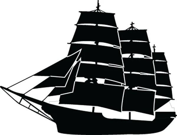 Silueta de velero con contorno — Archivo Imágenes Vectoriales